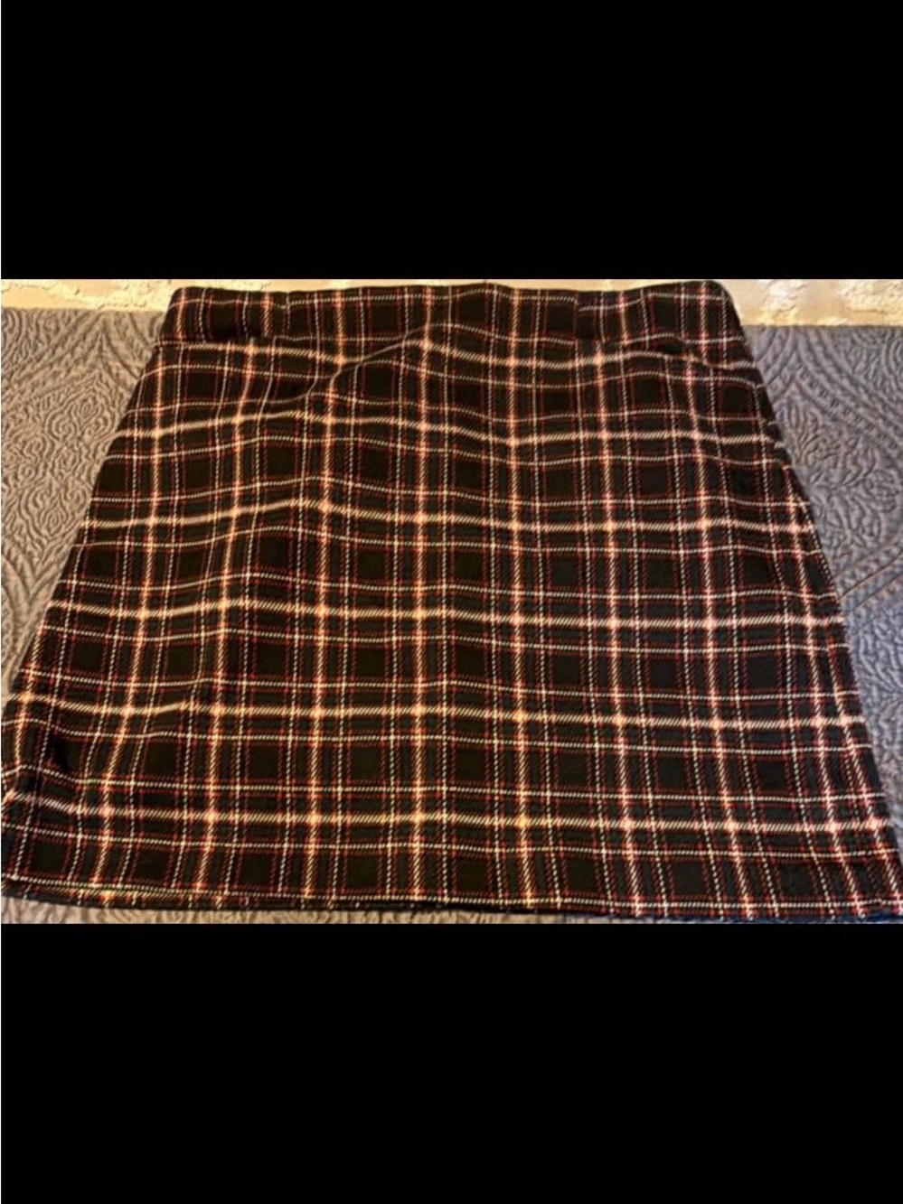 LOFT Black and Pink Plaid Mini Skirt